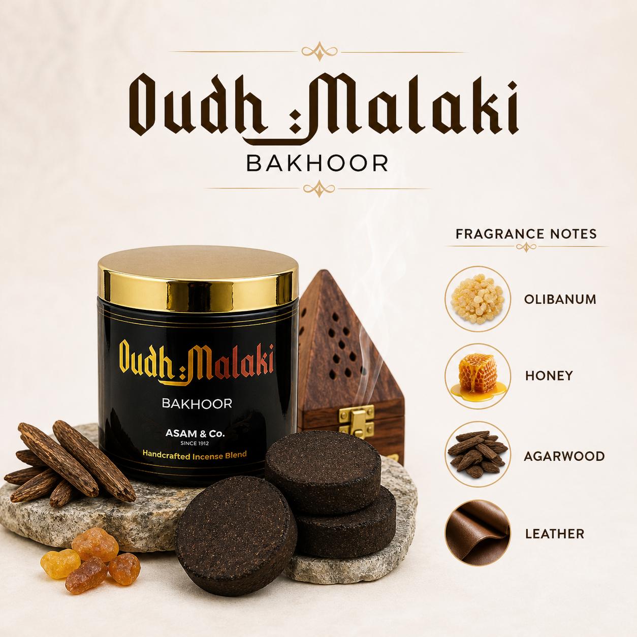 Oudh Malaki by Asam & Co| 60g |5 Bakhoor Tablet in each Box