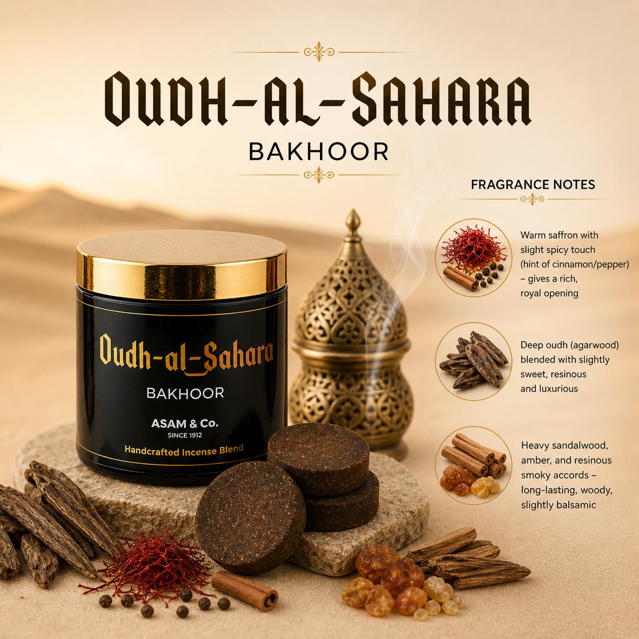Oudh Al Sahara by Asam & Co| 60g |5 Bakhoor Tablet in each Box