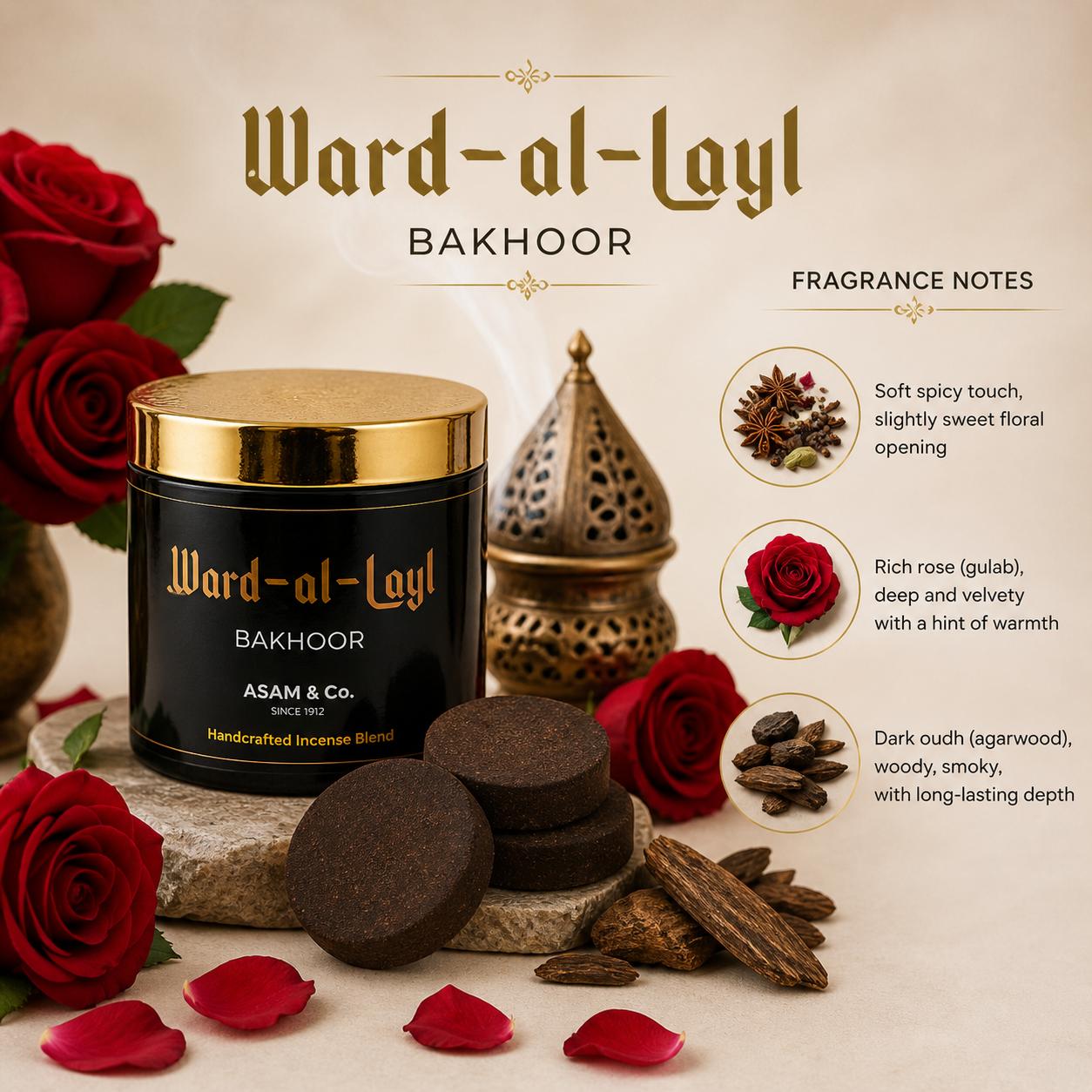 Ward Al Layal by Asam & Co|  60g |5 Bakhoor Tablet in each Box